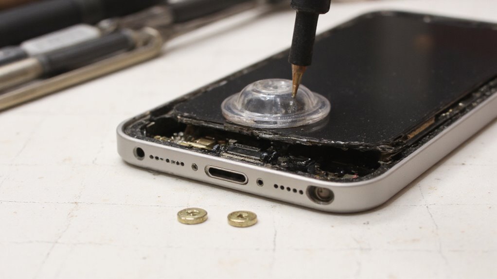 ostrożnie usuń uszkodzony ekran