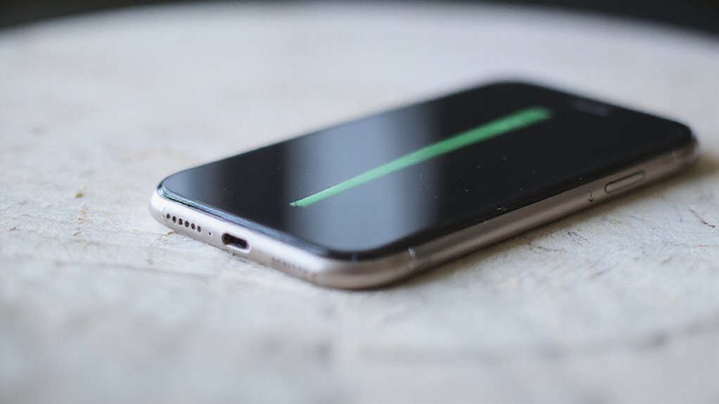 problem z zieloną linią na iPhonie