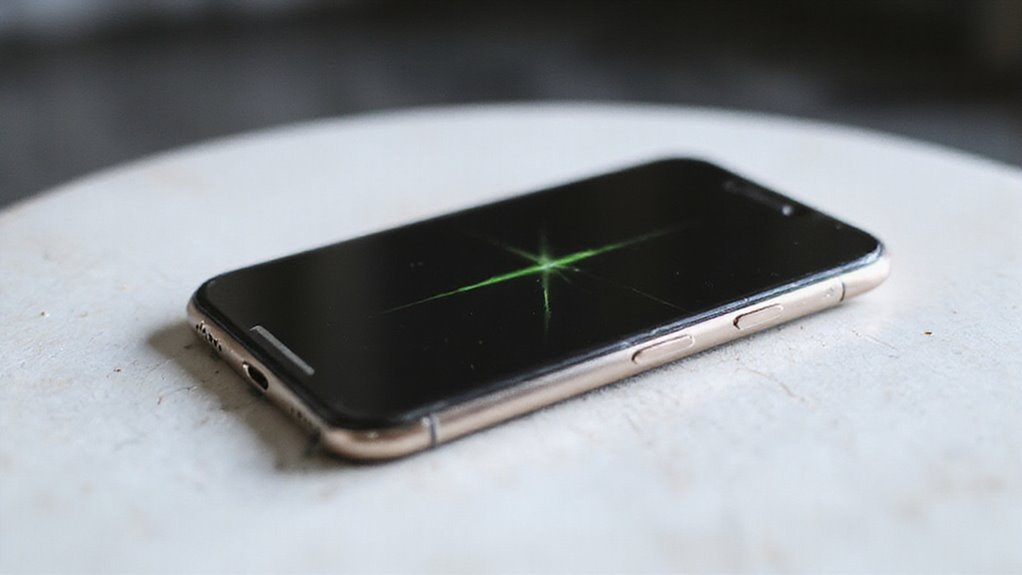 zielona linia na iPhonie