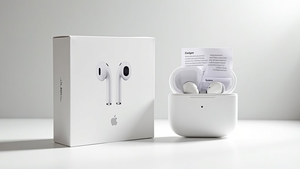 oryginalne opakowanie AirPods i dokumentacja